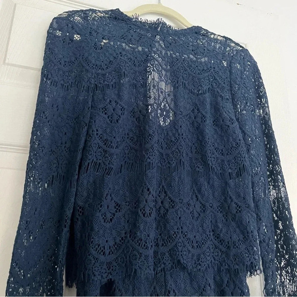 Saylor  $198 Anthropologie x Saylor Savannah Layered Lace Romper Navy Sz Xs - Picture 5 of 6
